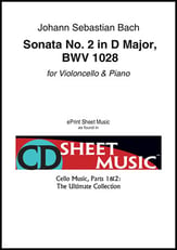 Sonata No. 2 in D Major, BWV 1028 Cello and Piano EPRINT cover